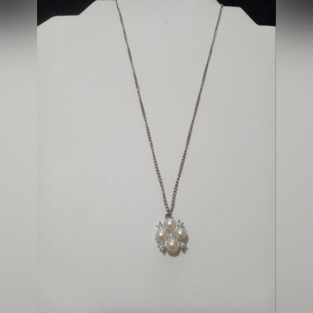 Sarah Coventry Faux Pearl and Rhinestone Necklace Vintage